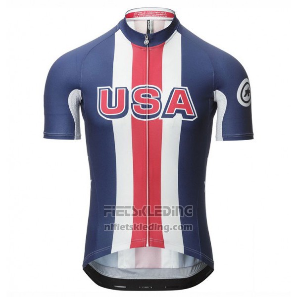 2017 Fietskleding Assos Kampioen Verenigde Staten Blauw Korte Mouwen en Koersbroek